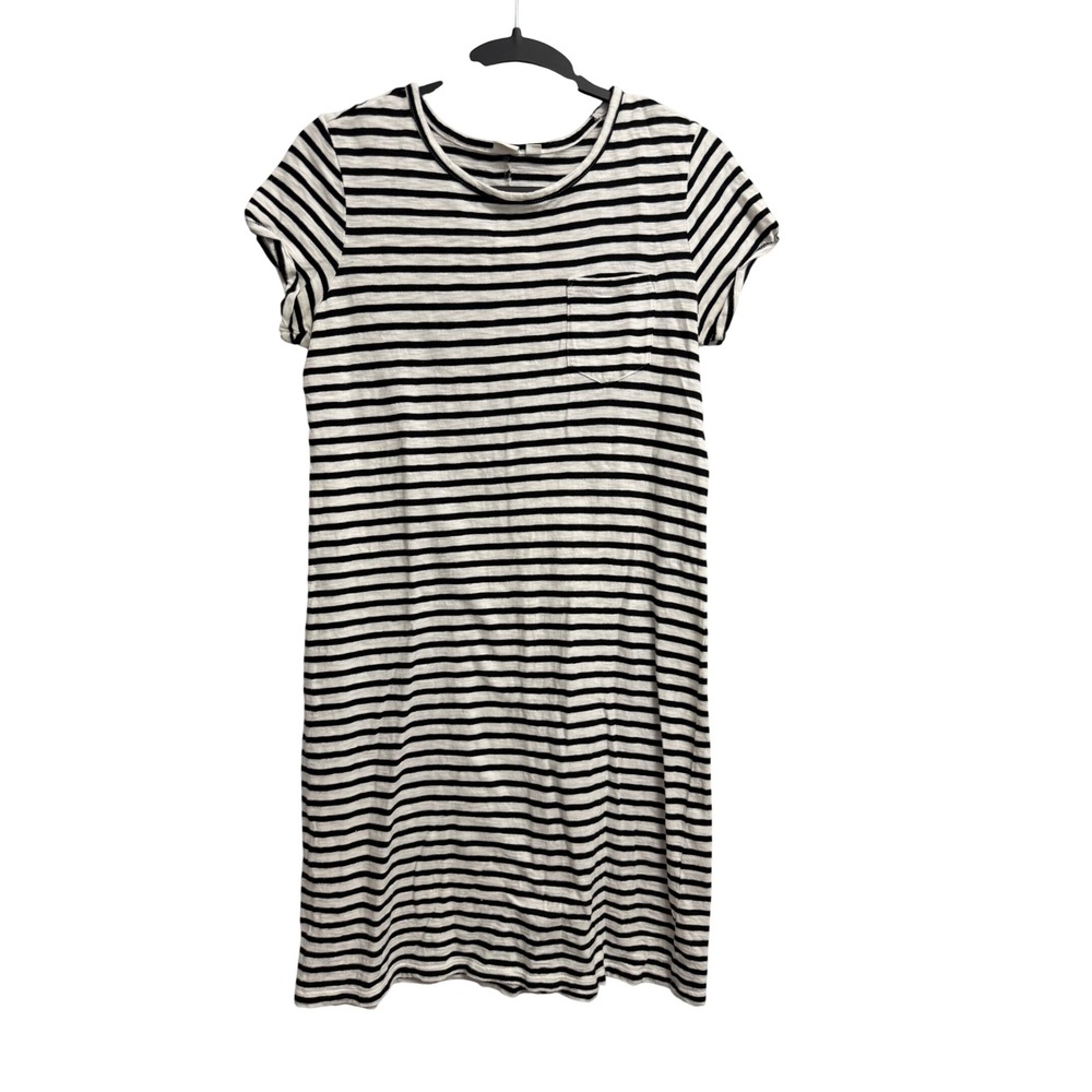 Gap Womens Black White Striped Cotton Short Sleeve T-Shirt Pocket Mini Dress S